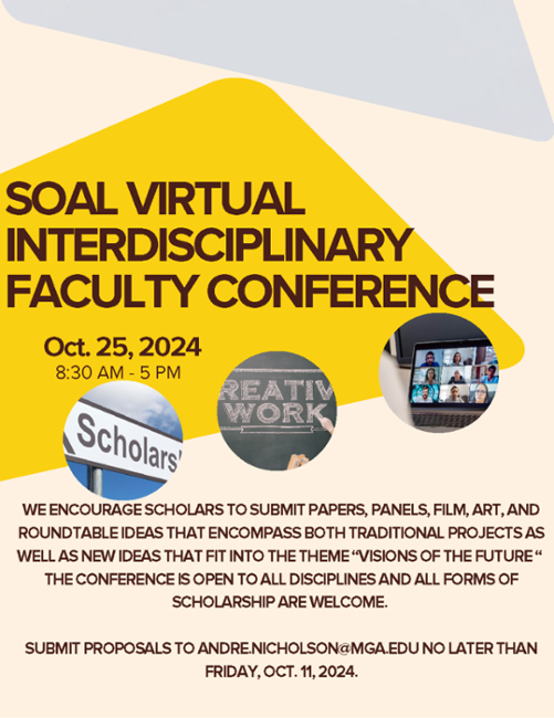 SoAL Virtual Interdisciplinary Faculty Conference flyer.